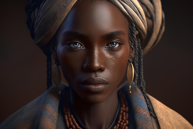 Portret van een vrouw van de Dogon-stam West-Afrika Ai gegenereerde kunst