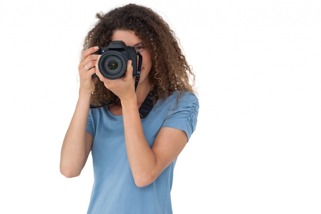 Portret van een vrouwelijke fotograaf