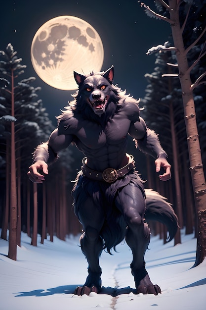 Foto portret van een weerwolf met een pompoen halloween