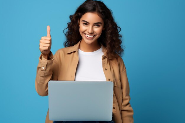 Portret van een werkende vrolijke vrouw Generatieve Ai