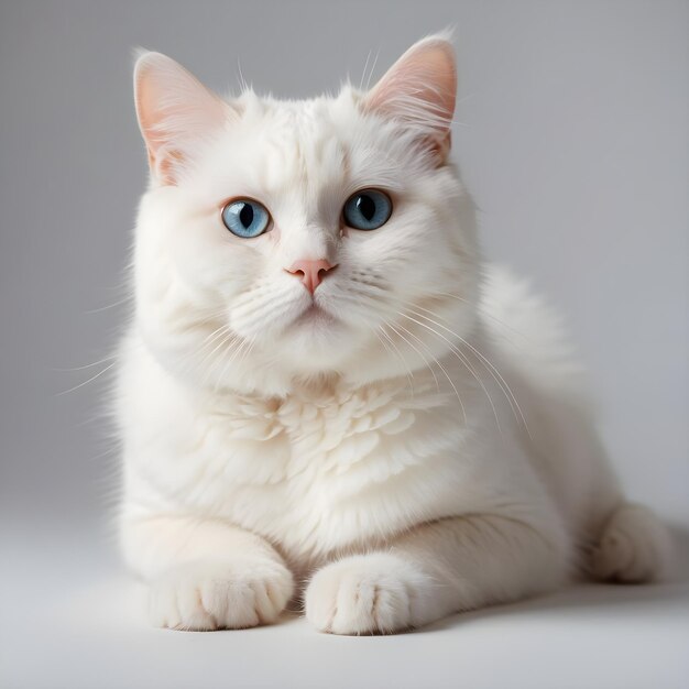 Foto portret van een wit kitten op een witte achtergrond