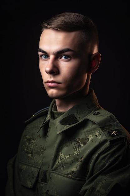 Portret van een zelfverzekerde jonge man in uniform