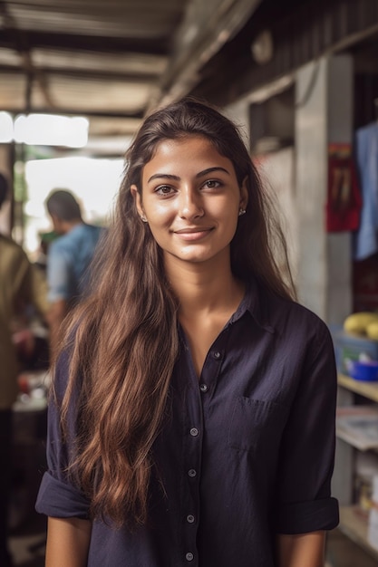 Portret van een zelfverzekerde jonge vrouw die bij een ngo in de stad werkt