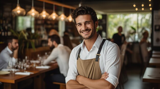 Portret van een zelfverzekerde restauranthouder