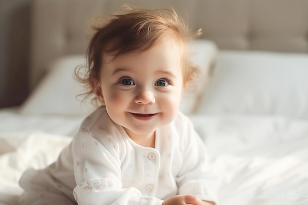 Portret van gelukkige schattige baby generatieve ai