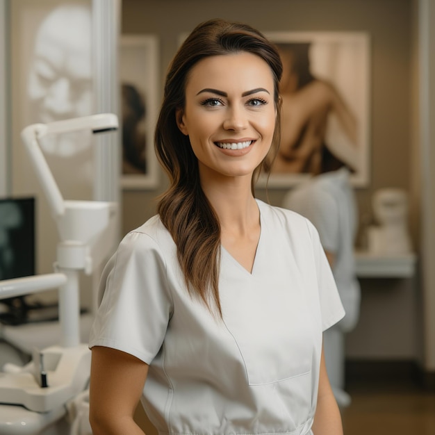 Portret van glimlachende vrouwelijke verpleegster