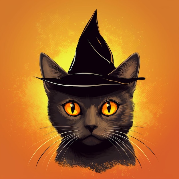 portret van halloween-kat die heksenkostuum draagt