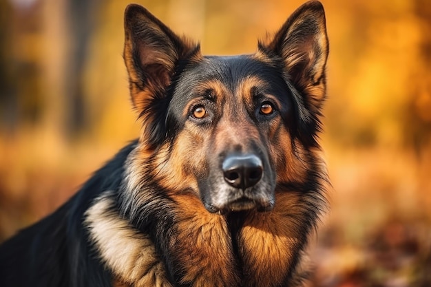 Portret van herdershond in een herfstpark ai generatief