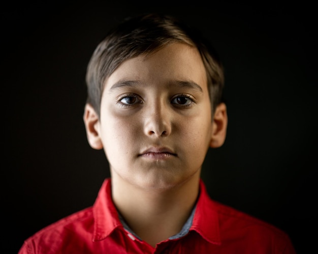 Portret van het echte gelukkige gemengde raskind glimlachen. Foto van hoge kwaliteit