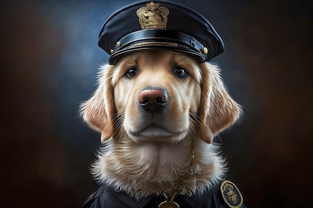 Portret van hond als generatieve ai illustratie van een politieagent