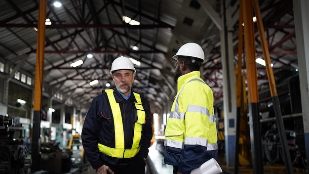 Portret van ingenieur en leerling in werkplaats van spoorwegtechnische faciliteit