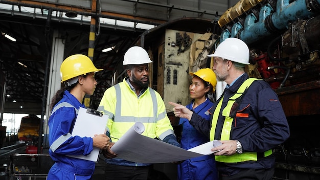 Portret van ingenieur en leerling in werkplaats van spoorwegtechnische faciliteit