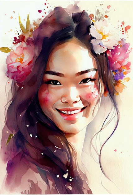 Portret van jonge mooie Aziatische vrouw. ai generatief