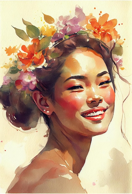 Portret van jonge mooie Aziatische vrouw. ai generatief