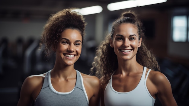 Portret van jonge sportvrouwen op een groepstraining in een sportschool