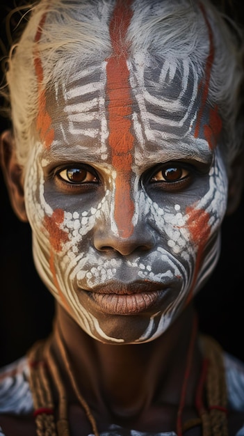 Portret van jonge vrouw uit de Aboriginal cultuur in Australië
