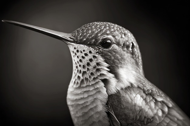 Portret van kolibrieclose-up op een monochrome achtergrond generatieve ai