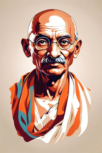 Portret van Mahatma Gandhi Vector Art Illustratie