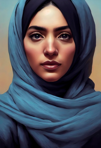 Portret van mooie Iraanse vrouw met hijab, illustratie van de vrijheidsprotesten van vrouwen in iran