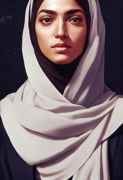 Portret van mooie Iraanse vrouw met hijab, illustratie van de vrijheidsprotesten van vrouwen in iran