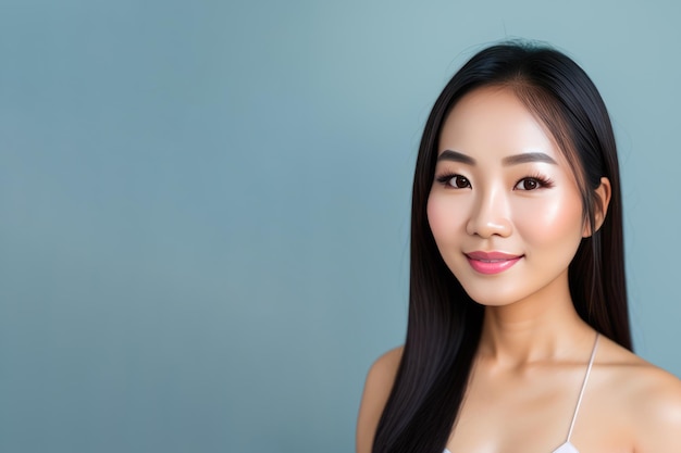 Portret van mooie jonge vrouw met luxe make-up generatieve AI
