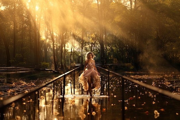 Portret van mooie vrouwen die poseren in de natuurGegenereerd met AI