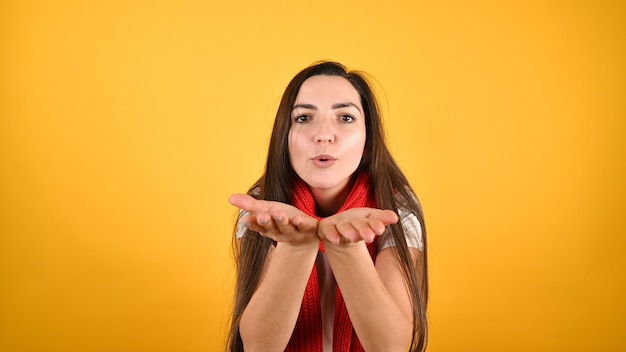 Portret van mooie vrouwen waait kus