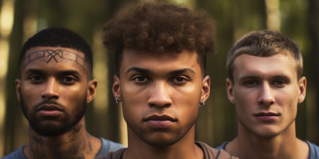 portret van multiraciale mannen Generatieve AI