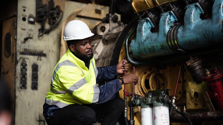 Portret van onderhoudsingenieur of leerling in werkplaats van spoorwegtechnische faciliteit