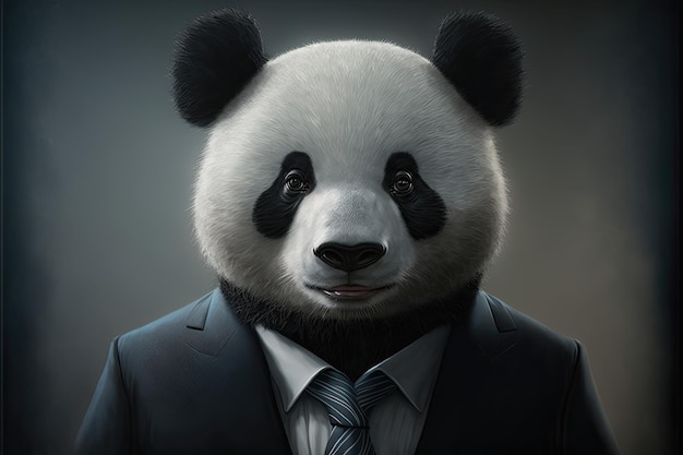 Portret van panda zakenman Dierenkop in pak