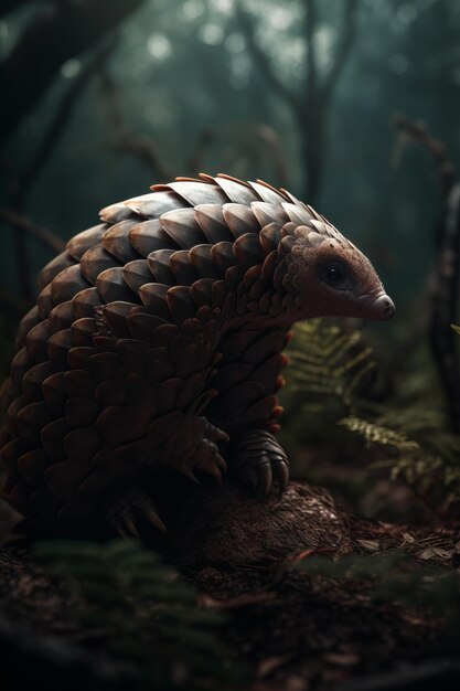 Portret van Pangolin Dramatische en filmische lichtfotografie Generatieve AI