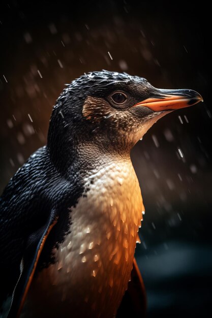 Portret van Penguin Dramatische en filmische lichtfotografie Generatieve AI