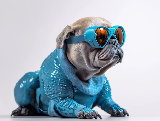 Portret van pitbull hond met de modieuze dressing dragen van een zonnebril