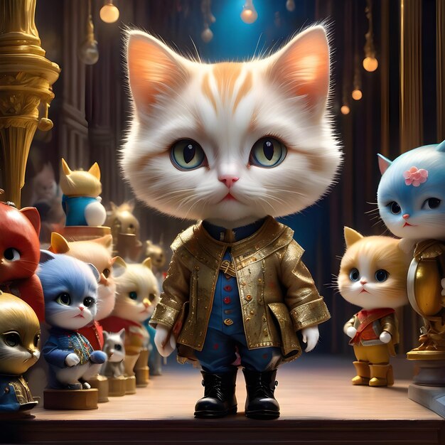 Portret van Puss in Boots in modieuze outfit als acteur Puss in Boots is een populair volksverhaal char