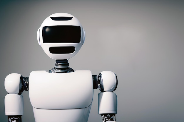Portret van robot op grijze achtergrond Moderne cyborgtechnologie