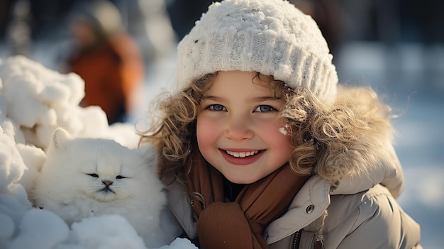 Portret van schattig meisje in de winter AI gegenereerd