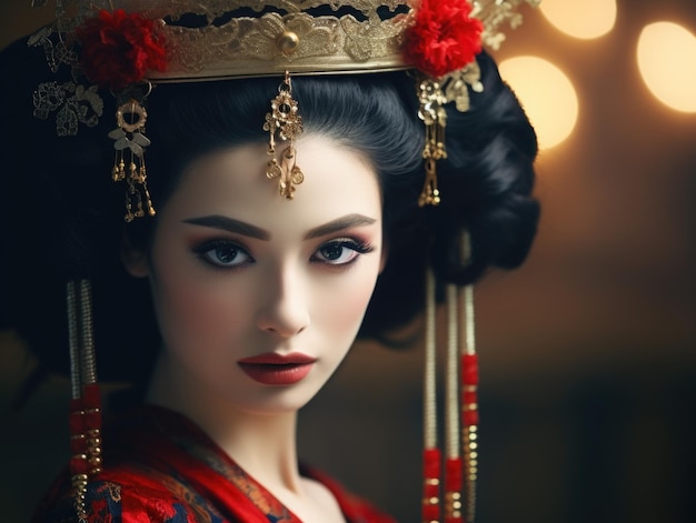 Portret van schoonheid Japanse prachtige geisha