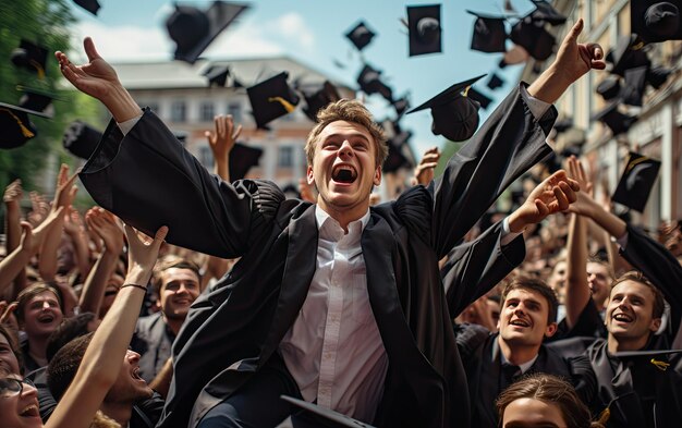 Portret van studenten tijdens de viering van de Studentendag