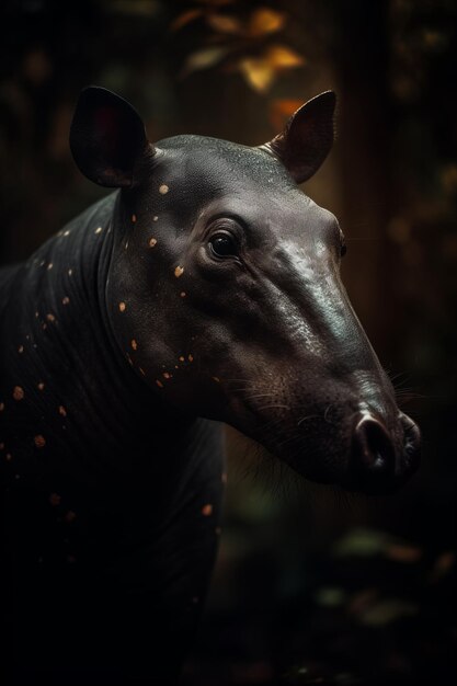 Portret van Tapir Dramatische en filmische lichtfotografie Generatieve AI