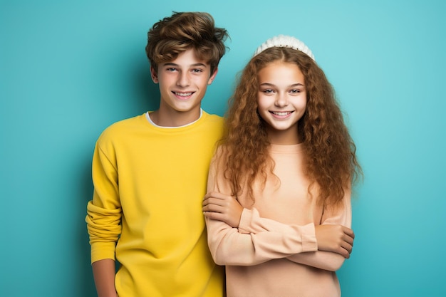 Portret van tieners op kleur achtergrond