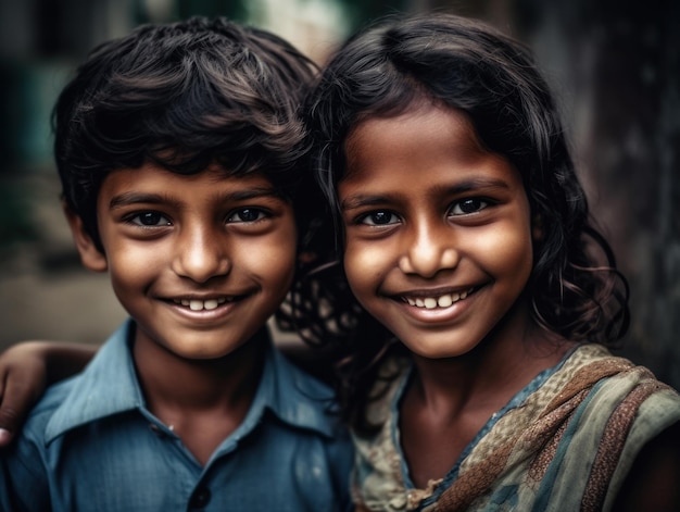 Portret van twee gelukkige kinderen