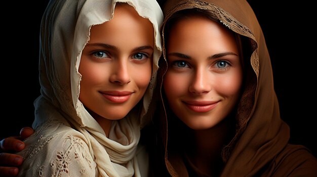 Foto portret van twee mooie jonge vrouwen