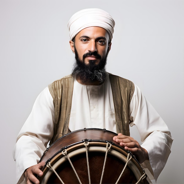 portret van volwassen Arabische drummer man ramadan kareem viering 01