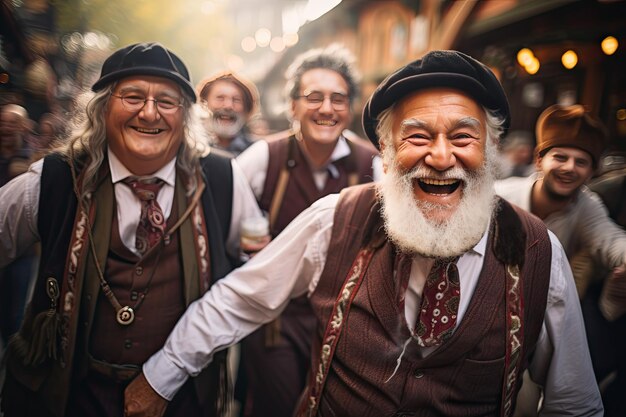 Foto portret van vrienden die het oktoberfest vieren