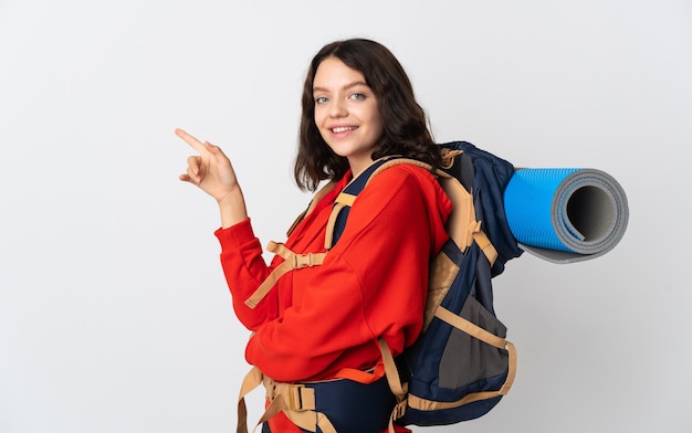 portret wandelaar vrouw met rugzak