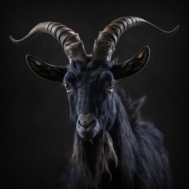 Portret zwarte geit achtergrond dier Generatieve AI