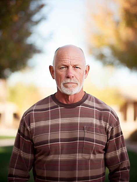 Portretfoto van Amerikaans senior volwassen mannelijk steil haar