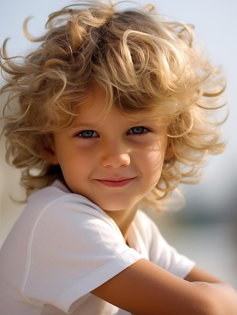 Portretfoto van Duits kind mannelijk krullend haar