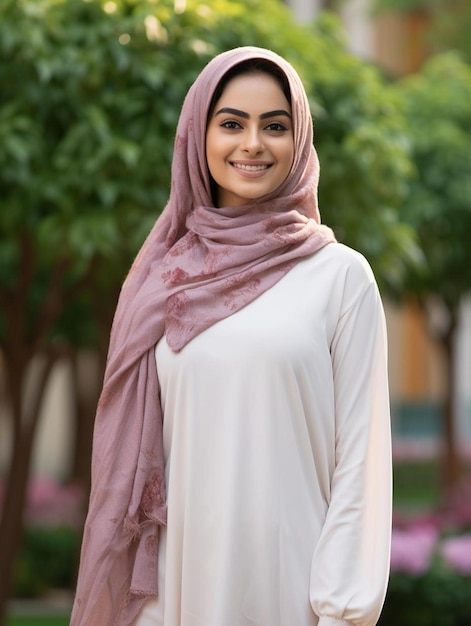 Portretfoto van emirati senior volwassen vrouwelijk steil haar