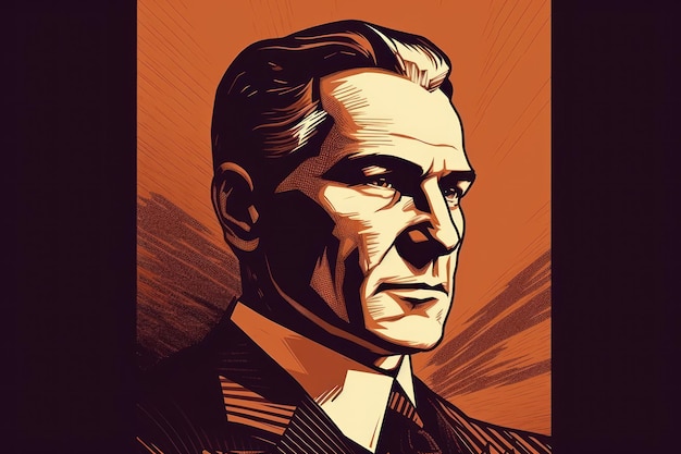 Portretillustratie van mustafa kemal ataturk stichter van turkse republiek